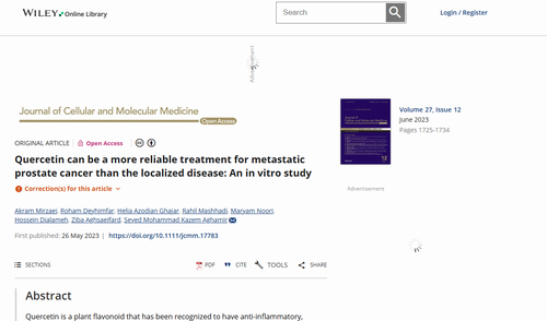 Quercetin can be a more reliable treatment for metastatic prostate cancer than the localized disease: An in vitro study